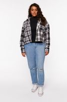 Women's Reworked Plaid Flannel Shirt in White, 0X