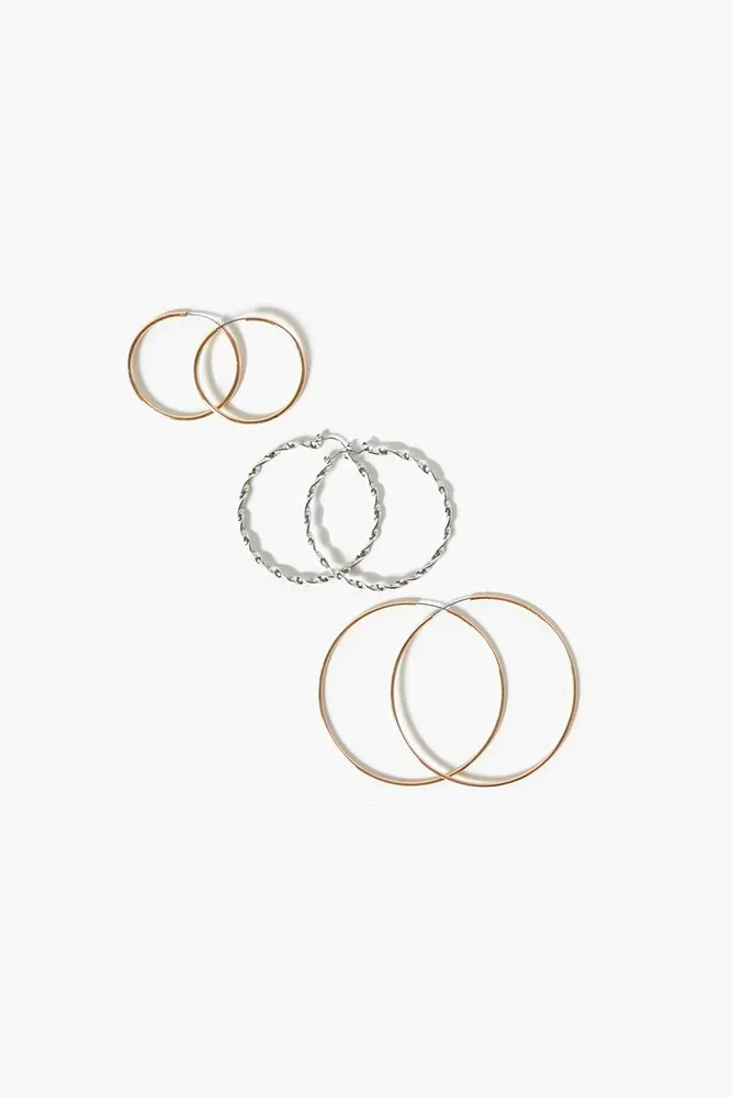 Women's Twisted Hoop Earring Set in Gold/Silver