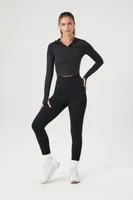 Women's Active Seamless Cropped Hoodie Black