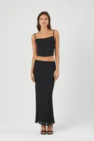 Women's Chiffon Midi Skirt in Black Medium