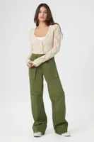 Women's Cropped Pointelle Cardigan Sweater