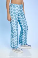 Women's Hello Kitty Heart Print Pants in Baby Blue Medium