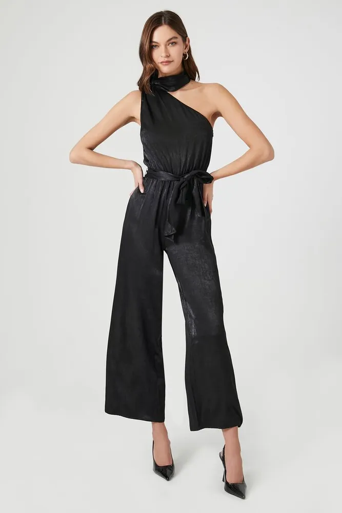 Women's Satin One-Shoulder Jumpsuit