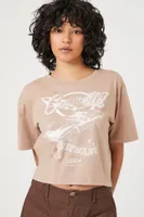 Women's Corvette Graphic Cropped T-Shirt in Khaki Small