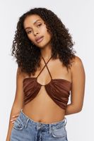 Women's Crisscross Halter Bralette in Chocolate Large