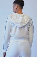 Women's FUBU Velour Zip-Up Hoodie in White Large