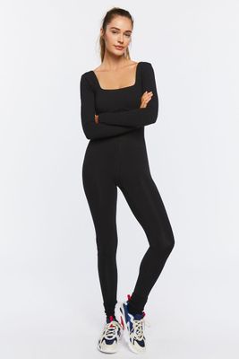 Women's Active Corset Long-Sleeve Jumpsuit in Black, XS