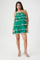 Women's Tiered Mesh Christmas Tree Dress in Green Medium