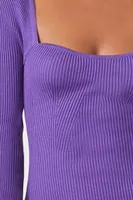 Women's Sweetheart Midi Sweater Dress in Purple Large