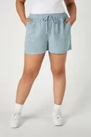 Women's Chambray Pocket Shorts in Blue, 0X