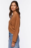 Women's Ribbed Crossover Sweater in Camel Small