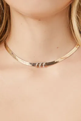 Women's Rhinestone 777 Necklace in Gold