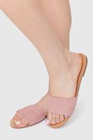 Women's Faux Suede Slip-On Sandals in Blush, 8