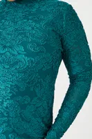 Women's Jacquard Mini Dress in Emerald, 3X