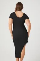 Women's Asymmetrical Midi T-Shirt Dress Black,