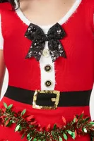 Women's Tinsel Garland Santa Mini Dress in Red Large