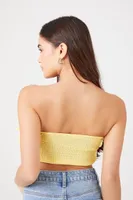 Women's Ruffle Cropped Tube Top in Yellow Large