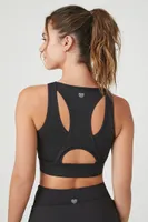 Women's 21 Graphic Zip-Up Sports Bra in Black Small