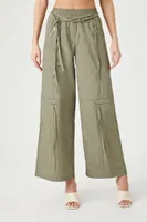 Women's Strappy Wide-Leg Pants in Green Medium