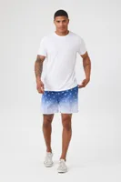 Men Gradient Star Print Swim Trunks in Blue Large