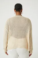 Women's Open-Front Cardigan Sweater in Vanilla, 2X