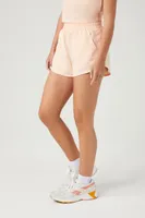 Women's Active Snap-Button Windbreaker Shorts in Pale Peach Large