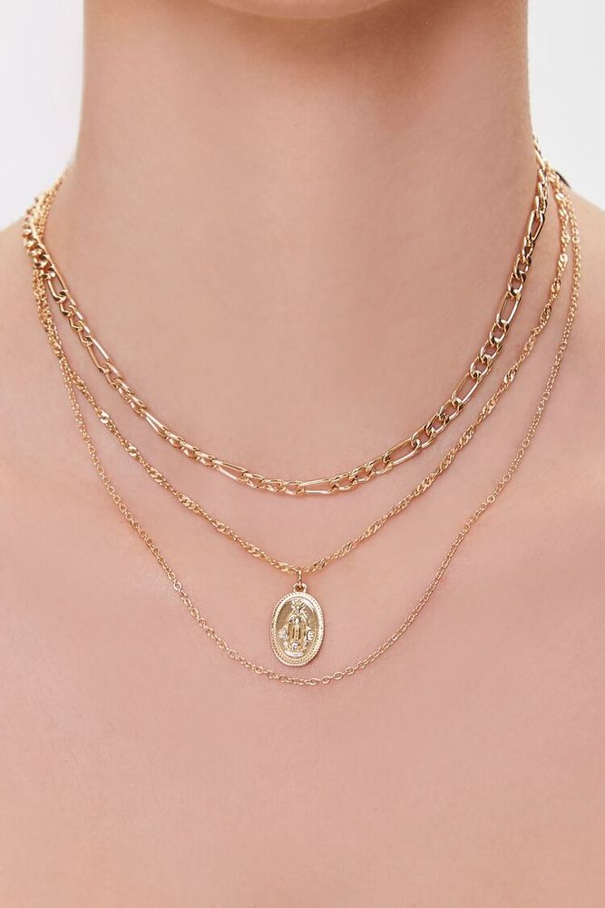 Women's Iconograph Layered Necklace in Gold