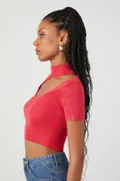 Women's Sweater-Knit Cutout Crop Top