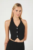 Women's Halter Crop Top & Mini Skirt Set in Black, XL