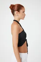 Women's Ruched Halter Crop Top