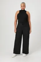 Women's Wide-Leg Cargo Pants in Black, 2X