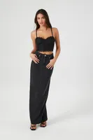 Women's Lace Bustier Cropped Cami in Black Medium