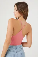 Women's Seamless Lace-Trim Lingerie Bodysuit in Adobe Rose Medium