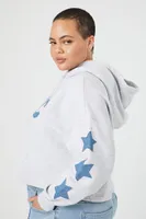 Women's NYC Star Patch Hoodie Heather Grey,