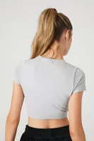 Women's Active Seamless Cropped Tee in Heather Grey Large