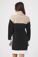 Women's Colorblock Sweater Mini Dress Black,