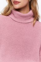 Women's Ribbed Turtleneck Sweater in Dawn Pink, XL