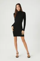 Women's Ribbed Mock Neck Mini Dress