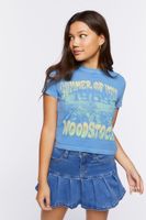 Women's Woodstock Graphic Baby T-Shirt in Teal Medium