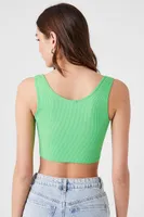 Women's Seamless Twist-Front Crop Top in Green, M/L