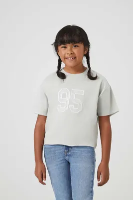 Girls Lace 95 Graphic T-Shirt (Kids) in Grey/White, 7/8