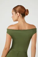 Women's Contour Off-the-Shoulder Bodysuit in Olive Large