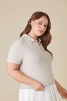 Women's Cotton-Blend Polo Shirt in Heather Grey, 2X