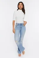 Women's Fitted Turtleneck Top in Cream, XS