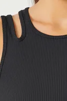 Women's Active Cropped Cutout Tank Top in Black Medium