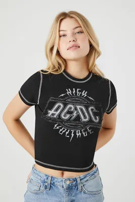 Women's ACDC High Voltage Graphic T-Shirt in Black Medium