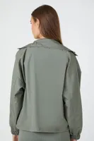 Women's Toggle Utility Jacket in Dark Olive Medium