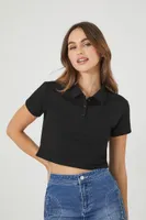 Women's Cropped Terry Cloth Polo Shirt