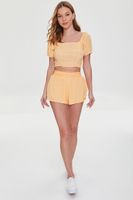 Women's Crinkled Smocked Shorts in Mimosa Large