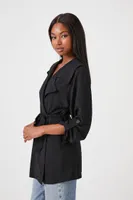 Women's Tie-Waist Wrap Coat in Black Large